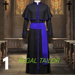 Black Clergy Cassock with Sash – Priest Robe, Liturgical Church Vestment, Religious Costume for Theatre & Reenactment - Custom Size