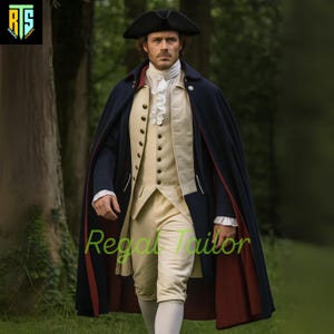 George Washington Uniform - Men 1770s American Revolution War Jacket - Halloween Costume - Historical 18th Century Reenactment Outfit
