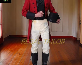 Men's Red Wool Regency Tailcoat – 19th Century Gentleman's Jacket