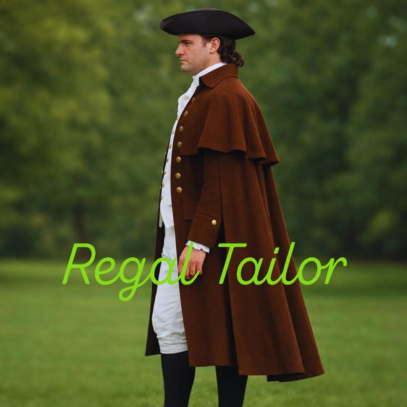 18th Century Gentleman Colonial Costume - Men’s Regency Brown Cloak ...