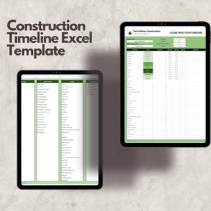 Construction Timeline Excel Template | Editable & Easy to Use Project Schedule | Digital Download for Contractors  Builders