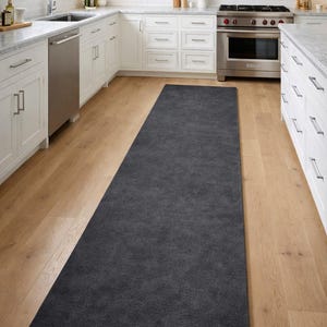 Hand Tufted Wool Runner Rug, Charcoal Grey Modern Minimalist Hallway Carpet, Custom Size Floor Rug For Living Room, Bedroom, Corridor