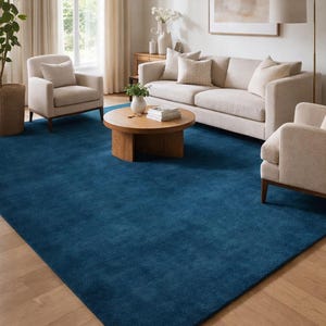 Hand Tufted Wool Area Rug, Solid Teal Blue Carpet, Soft Plush Living Room Rug Bedroom Rug, Modern Rug, Home Decor Rug, Custom Size Rug