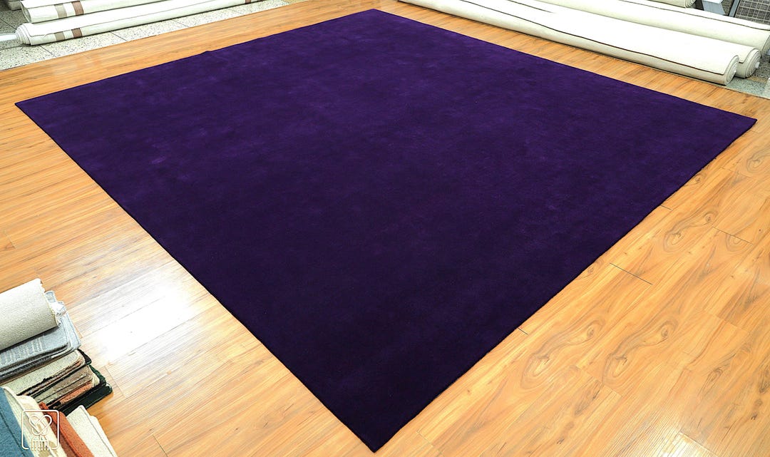 Luxury Deep Purple Hand Tufted Area Rug – Modern Solid Color Wool ...