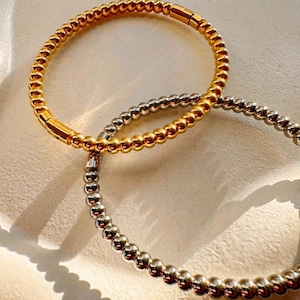 Metal Beaded Bracelet Modern Stainless Steel Bracelet Metal Bangle Bracelet Polished Bead Bracelet