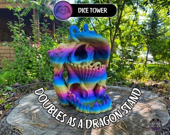 Crystal Mushroom Dice Tower | Rainbow Gradient Dice Roller & Dragon Display | 3D Printed Game Night Decor | TTRPG Gift | Ready to Ship