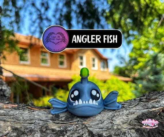 3D Printed Angler Fish Figurine – Unique Deep Sea Decor, Ocean-Inspired Art