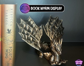 Book wyrm Display | Hand Painted 3D Printed Tablet or Book Stand | Fantasy Dragon Decor | Perfect Gift for Readers & Gamers