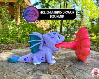 Hand Painted Fire Breathing Dragon Bookend: Fantasy Decor