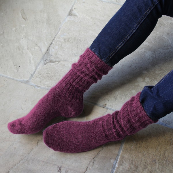 Mohair Socken ohne Elastik gemacht