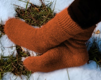 Chaussettes courtes en fibre de mohair, chaudes, rembourrées avec une doublure en velours bouclé pour plus de confort, naturellement déodorant.