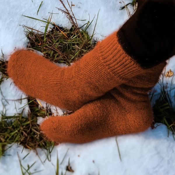 Kurze Stiefelsocken aus Mohairfaser, warm, durchgehend gepolstert mit einem Schlaufenfutter für zusätzlichen Komfort, natürlich Deodorant.