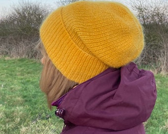 Beanie Hat, Hand Made using our own 100% natural home grown English Mohair.