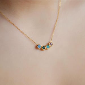 Custom Birthstone Necklace With Chain, Multiple Birthstone Necklace, Hanging Birthstone Pendant, Birthday Gift for Her, Gift for Women