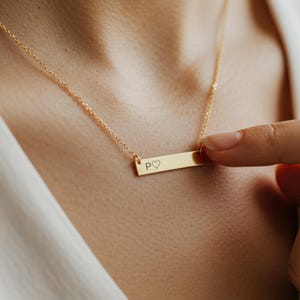 Custom Necklace, Engraved Bar Necklace, Birthday Gift for Her, Coordinate Necklace, Personalized Name Jewelry, Gold Name for Women