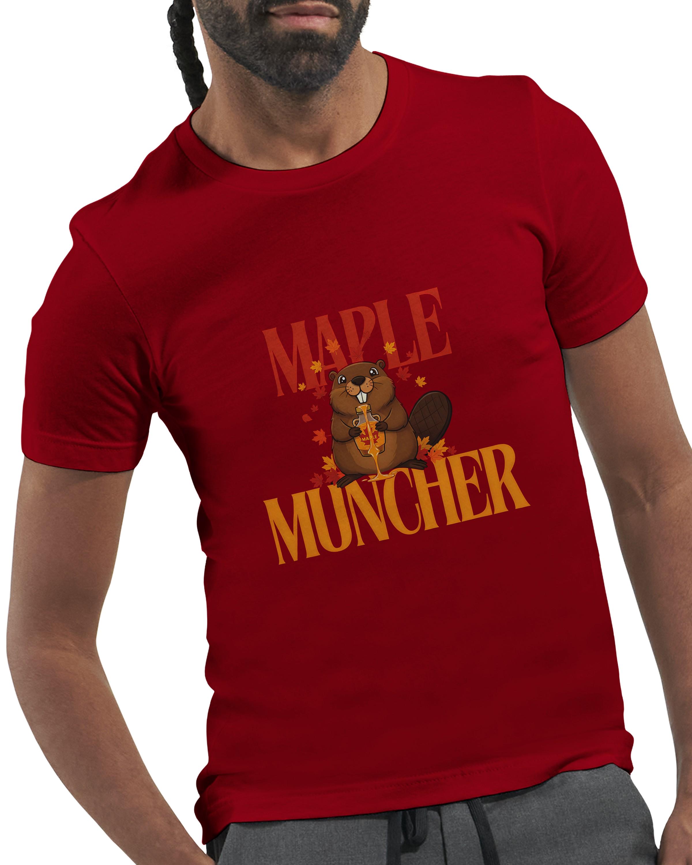 Maple Muncher T-Shirt – Funny Canadian Beaver Shirt, Cute Maple Syrup Tee, Canada Lover Gift