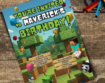 Editable Minecrafted Birthday Invitation