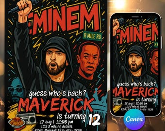 Eminem Rap God Editable Birthday Invitation