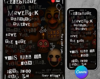 Invitación de cumpleaños de Five Nights at Freddy's (editable)