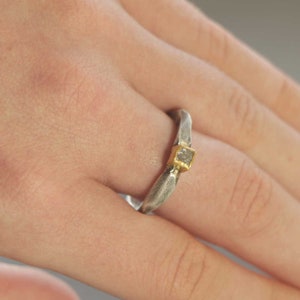 Rough Diamond engagement ring Modern dismond ring Raw diamond ring Alternative engagement ring Unique jewelry Christmas gift