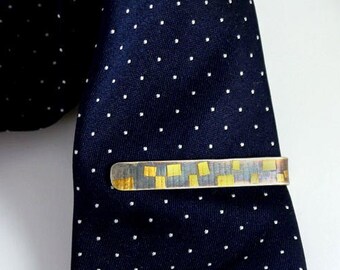 Keum boo tie clip, custom men's tie bar, wedding personalised tie bar, Christmas gift, anniversary gift for him