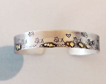 Sterling Silver Cuff Bracelet, Woman's or Men's Cuff, Dog lover jewelry