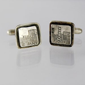 Sterling silver cufflinks, silver cuff links, unique mens jewelry, unique cuff links