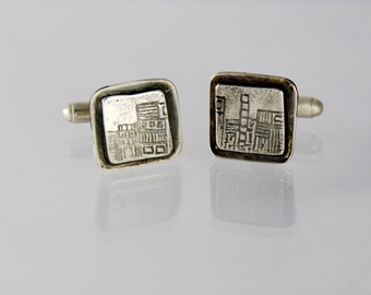 Sterling silver cufflinks, silver cuff links, unique mens jewelry, unique cuff links