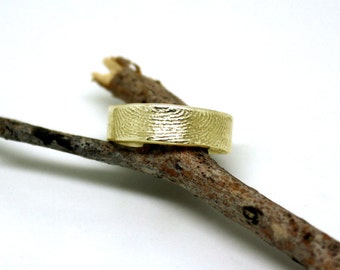 14k gold fingerprint ring, unique wedding band, unique commitment ring, OOAK finger print band