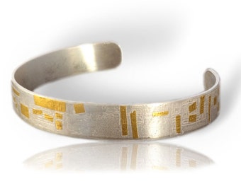 Men's sterling silver cuff bracelet Keum boo bracelet Woman's cuff bracelet