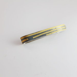 Silberne Krawattenklammer unikat 24k gold und silber Keum boo Krawattenklammer, Hochzeitsaccessoires, Weihnachtsgeschenk für Ihn.