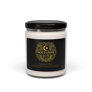 Nocturne Lux Luxurious Vanilla Spice Soy Candle | Cozy Home Decor, Gift for Her, Relaxation, Aromatherapy, Eco-Friendly Candle
