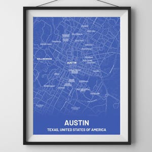 Austin Texas Landkarte Poster Geschenk Inspiration Wand Kunst Druck Dekor Urlaub Monochrom Memento Lieblingsstadt Für Zuhause Oder Im Büro Für Ihn Für Sie