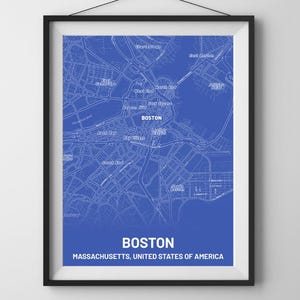 Boston Massachusets Map Poster Geschenk Inspirational Wall Art Print Dekor Urlaub Monochrom Memento Für Zuhause Oder Im Büro Für Ihn Für Sie