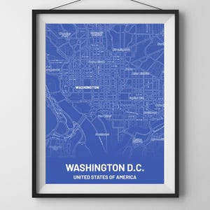 Affiche de carte de Washington D.C. Cadeau inspirant, impression d'art mural, décoration de vacances monochrome, souvenir de vacances pour la maison ou le bureau Pour lui pour elle