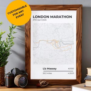 Personalised Marathon Map Print, Custom Race Route Poster, 26.2 Finisher Gift, Half Marathon 13.1 10k 5k Wall Art, Running Gift for Him Her