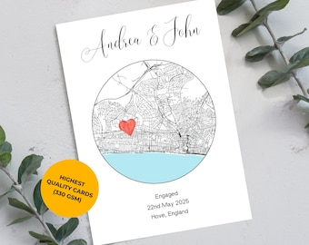 Personalized Engagement Map Card: Custom Location Keepsake