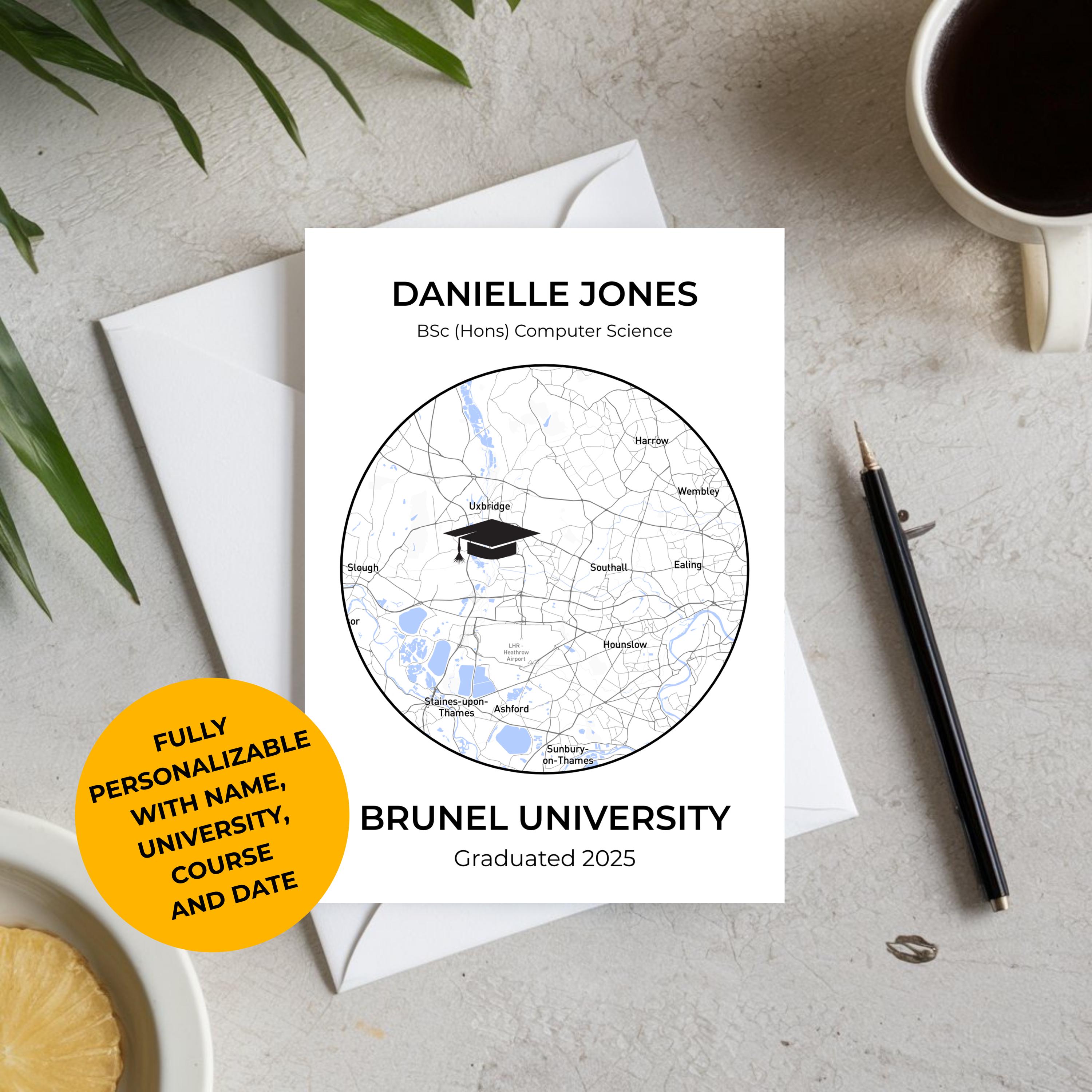 Personalized Graduation Map Card: University, College, Degree - Etsy
