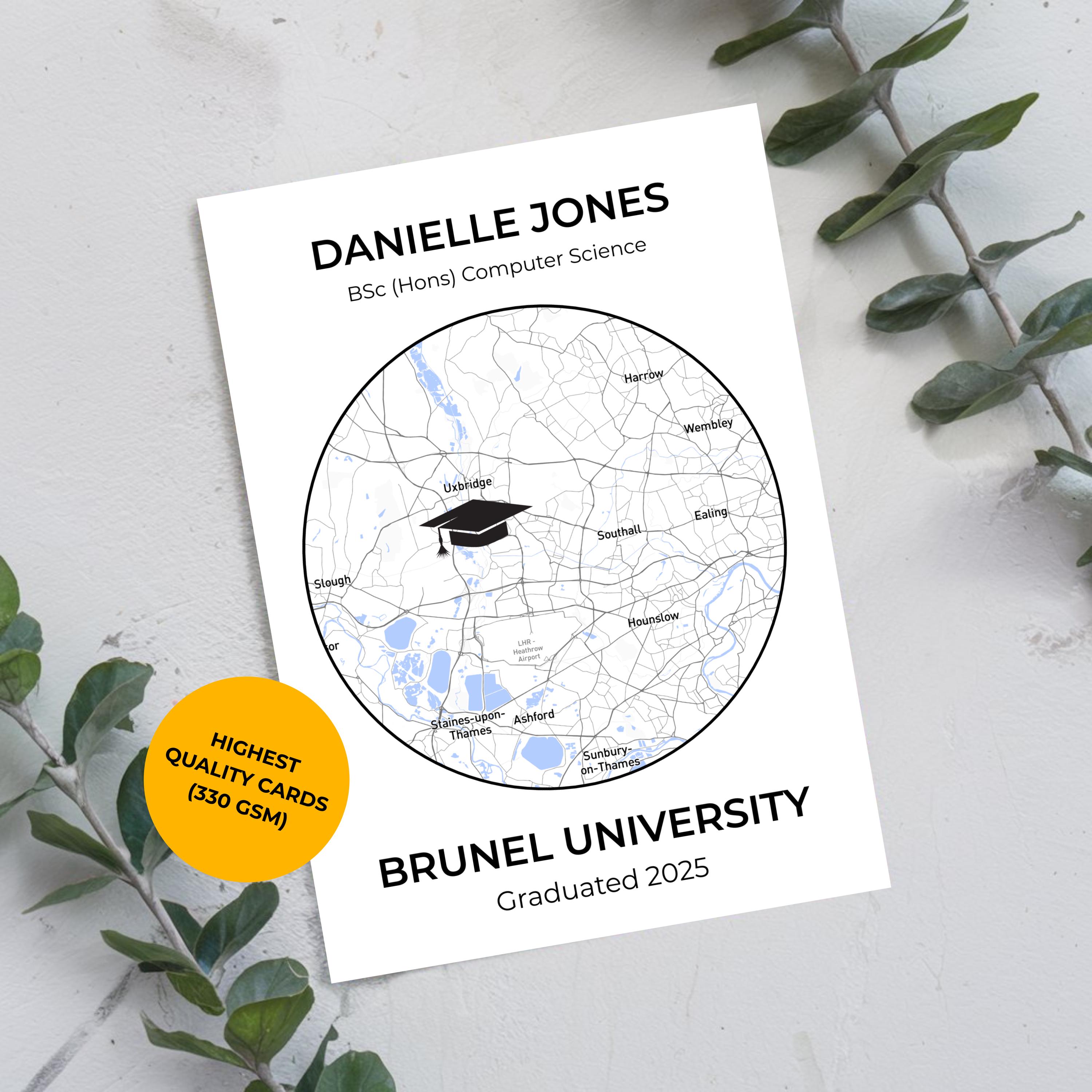 Personalized Graduation Map Card: University, College, Degree - Etsy