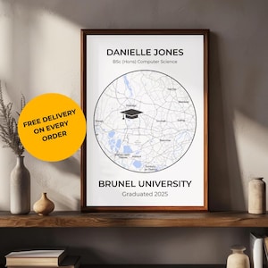 Cadeau de remise des diplômes affiche carte impression n'importe quelle université étudiant sortant de l'université souvenir souvenir campus mur art déco baccalauréat spécialisé en doctorat pour fils ou fille