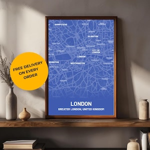Stadt Karte Poster Geschenk Minimalistischer Wand Kunst Druck Monochrome Blueprint Stil Urban Dekor für Zuhause oder Büro Reise Memento für Sie und Ihn