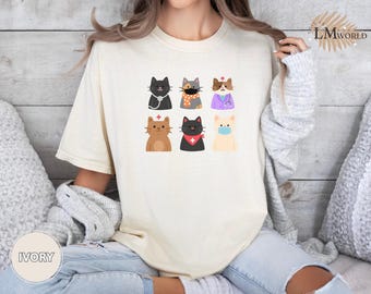 Comfort Colors® Funny Cat Nurse Shirt Nursing School Gift, RN Nurse Cat Tee, Nurse Appreciation Gift, Veterinary Nurse Shirt, Cat Lover Gift