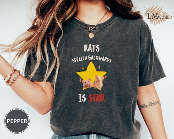 Comfort Colors® Funny Rat Shirt, Rats Spelled Backwards Is Star Tee, Weirdcore Unhinged Animal Meme T-Shirt, Quirky Gift For Rodent Lovers