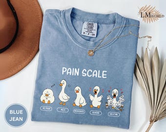 Comfort Colors® Pain Scale Goose Shirt, Funny Nurse T-Shirt For RN Or NICU, Pediatric Nursing Gift, Goose Vet Tee, Healthcare Humor Top