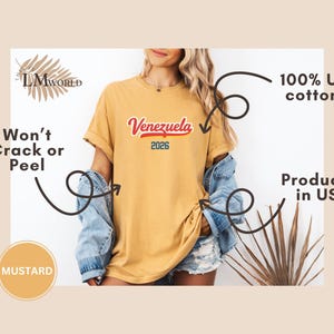 Comfort Colors® Venezuela 2026 Shirt, Retro Script Venezuela Tee, Latin Heritage Gift, For Venezuelan Vintage Souvenir Apparel Mustard