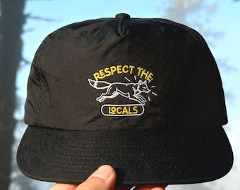 Respect the Locals Embroidered Hat | Fox Embroidery Hat, Nylon Camping Hat, Hiking Hat, Outdoor Lover Gift, Forest Parks Flat Brim Snapback