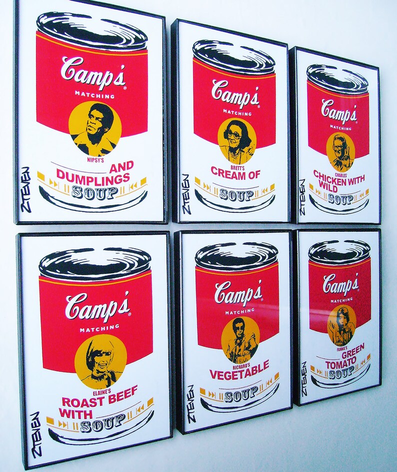 Match Game 1970s Full Panel Pop Art Soup set of 6 by Zteven Etsy