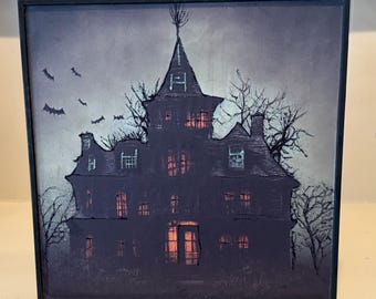 Halloween Haunted House Framed Art