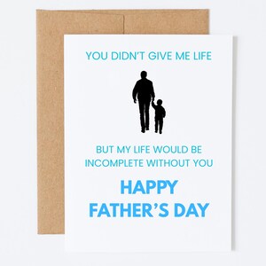 Carte de fête des pères pour beau-père, carte de remerciement pour beau-père, vous ne m'avez pas donné la vie mais ma vie ne serait pas complète sans vous, en prime pour papa
