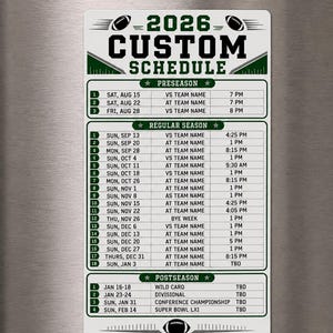 Philadelphia Eagles 2026 Schedule koelkastmagneet | Voorseizoen + Regulier seizoen + Naseizoen